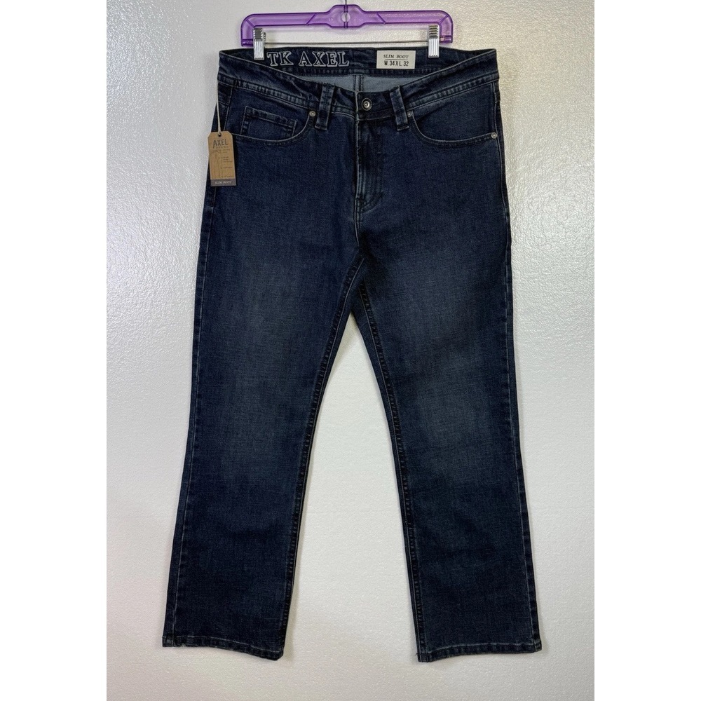 TK‎ Axel Mens Slim Boot Cut Stretch Denim Jeans 34x32 Hipster Cowboy Western NWT